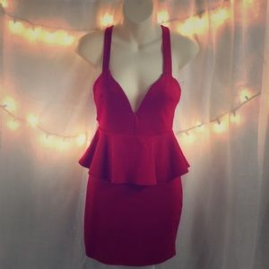 Daring peplum red dress!
